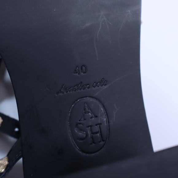 ASH Jen Strappy Studded Heel Sandals Black Gold Leather Women's 40/US 9.5 - Picture 9 of 9